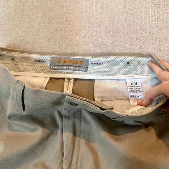 Ariat Performance Khaki Pants Men’s 34x36 Classic Fit Cotton Dress Chinos - Picture 3 of 8